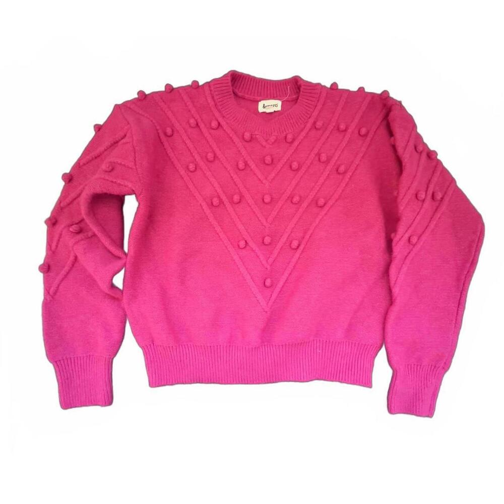 &merci Pink Textured Pom-Pom‎ Sweater, Size Large